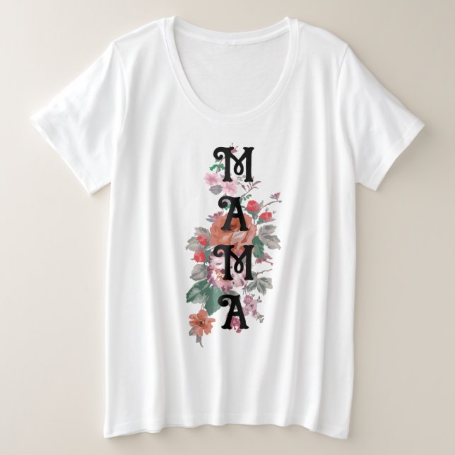 Adorable Aquarellfarben Blume l Mama Große Größe T-Shirt (Design vorne)