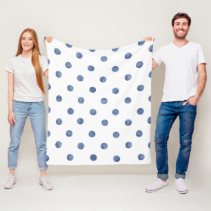Adorable Aquarellpolka dots l Blau-Weiß Fleecedecke