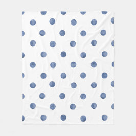 Adorable Aquarellpolka dots l Blau-Weiß Fleecedecke