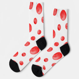 Adorable Aquarellpolka dots l Rot-Weiß Socken