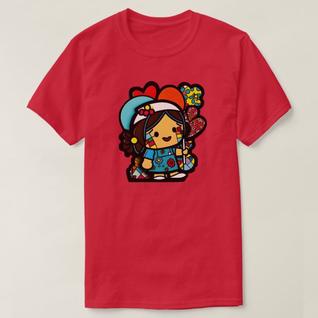 Adorable Asian Nurse Toon Perfect Gift for Medical T-Shirt (Design vorne)