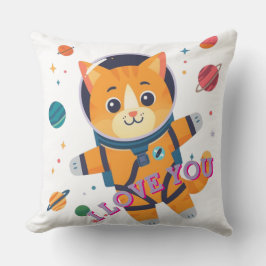 Adorable Astronaut Cat Throw Pillow Kissen