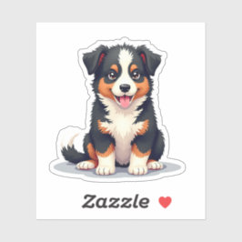 Adorable Aussie Shepherd Puppy - Pastel Art Aufkleber
