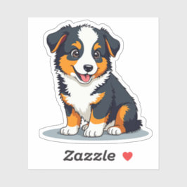 Adorable Australian Shepherd Dog, Cartoon 3D Style Aufkleber