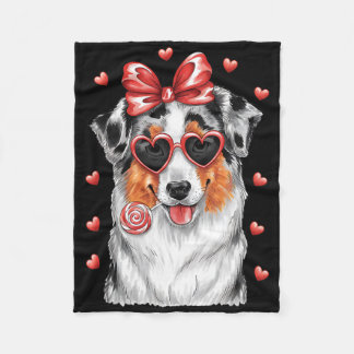 Adorable Australian Shepherd Lick Lollipop Valenti Fleecedecke