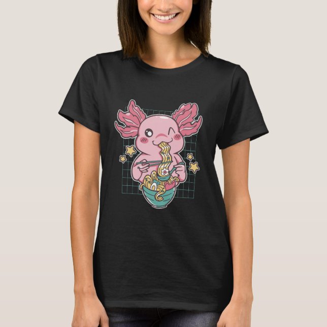 Adorable Axolotl aß Ramen T-Shirt (Vorderseite)