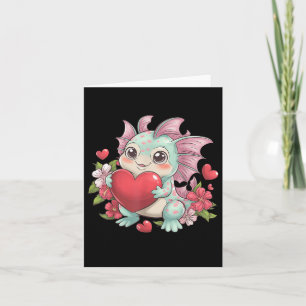 Adorable Axolotl-Herzfunktion mit Blume Karte
