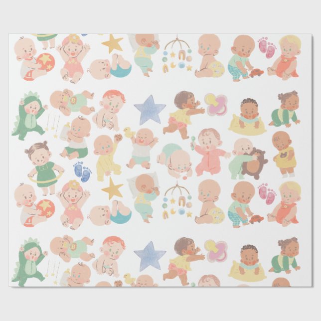 Adorable Babies Geschenkwrap Geschenkpapier (Flach)