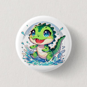 Adorable Baby Alligator spritzt im Wasser Button