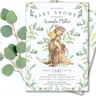 Adorable Baby Bear and Mama Baby Shower Einladung