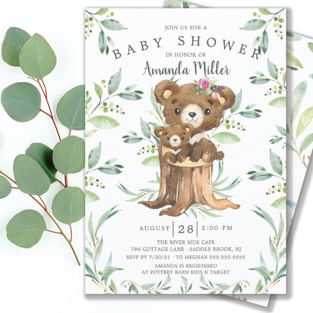 Adorable Baby Bear and Mama Baby Shower Einladung (Von Creator hochgeladen)