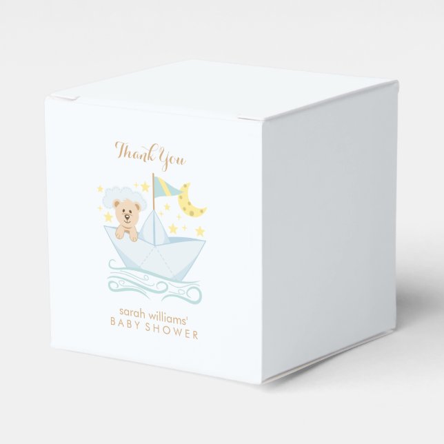 Adorable Baby Bear in Paper Boat Baby Dusche Geschenkschachtel (Vorderseite)