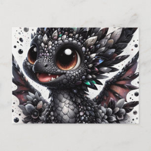 Adorable Baby Black Dragon Postkarte
