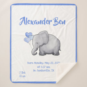 Adorable Baby Blue Birth Stats Kinderzimmer Elepha Sherpadecke