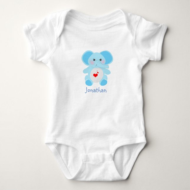 Adorable Baby Blue Elephant Babydusche Strampler (Vorderseite)