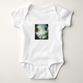 Adorable Baby Bodysuit – Elephant & Palm Trees Baby Strampler