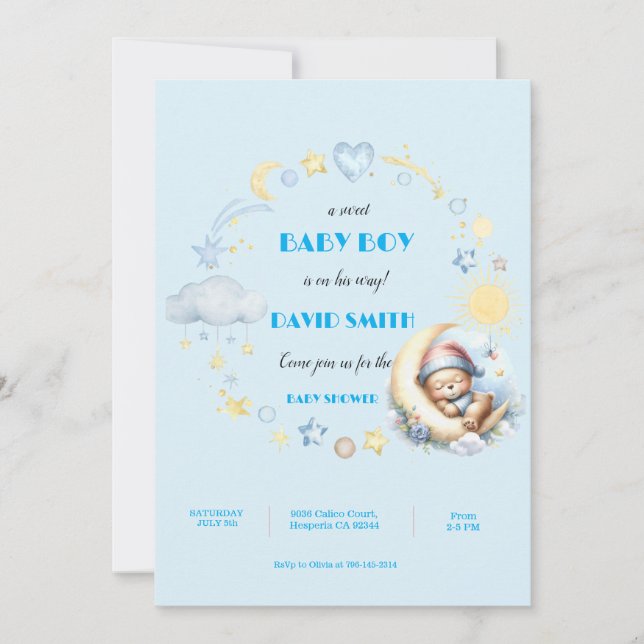 Adorable Baby Boy Dusche Einladung (Vorderseite)