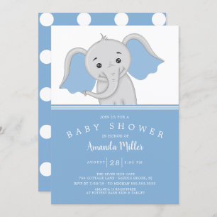 Adorable Baby Boy Elephant Baby Dusche Einladung