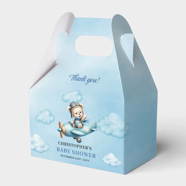 Adorable Baby Boy Shower Airplane Pilot Bear Box Geschenkschachtel (Adorable Baby Boy Shower Airplane Pilot Bear Box)