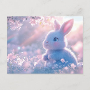 Adorable Baby Bunny in einem Feld von Blume Postkarte