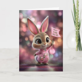 Adorable Baby Bunny in Pink Hoodie Encouragement Karte