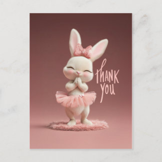 Adorable Baby Bunny in Pink Tutu Thank You Postkarte