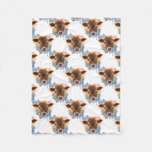 Adorable Baby Calf Baby Blanket Fleecedecke (Vorderseite)