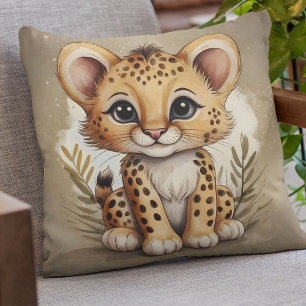 Adorable Baby Cheetah Aquarell Illustration Kissen