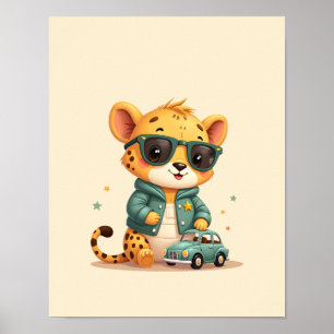 Adorable Baby Cheetah Safari Kinderzimmer Poster