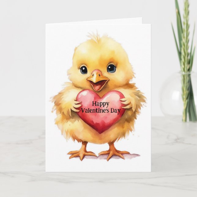 Adorable Baby Chick Valentine's Day Karte (Vorderseite)