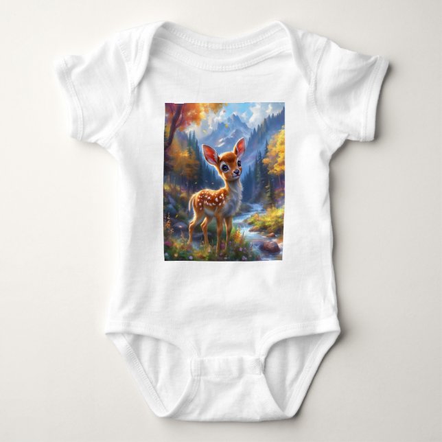 Adorable Baby Deer in einem verzauberten Wald Strampler (Vorderseite)