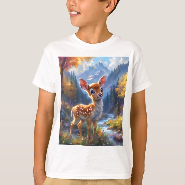 Adorable Baby Deer in einem verzauberten Wald T-Shirt (Vorderseite)