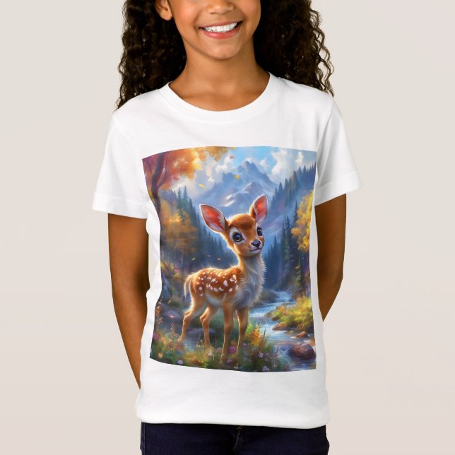 Adorable Baby Deer in einem verzauberten Wald T-Shirt (Vorderseite)