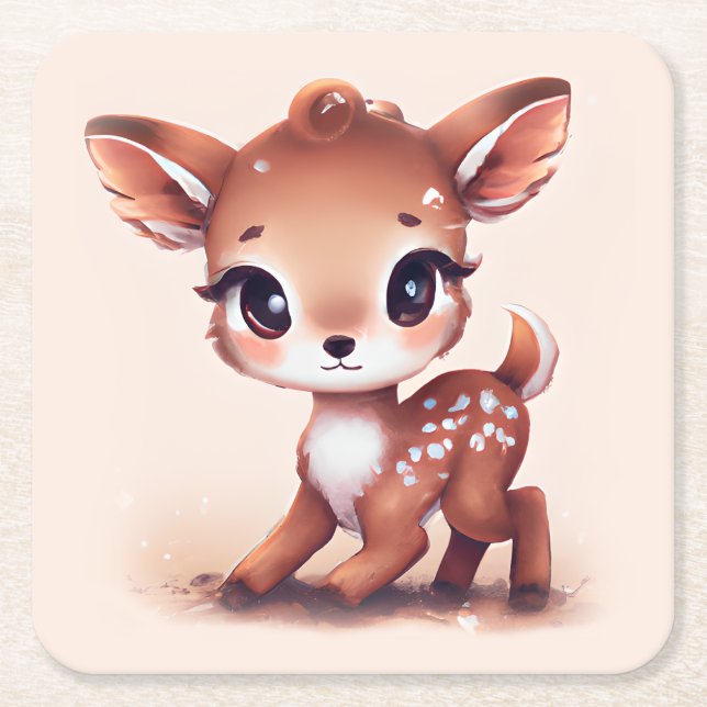 Adorable Baby Deer Rechteckiger Pappuntersetzer (Vorderseite)