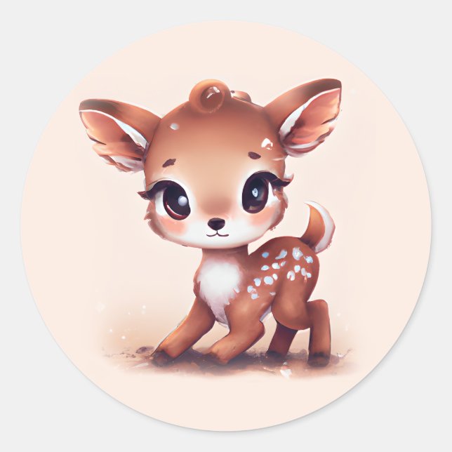 Adorable Baby Deer Runder Aufkleber (Vorderseite)