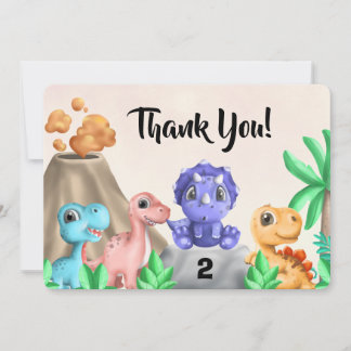 Adorable Baby Dinosaurier Geburtstag Danke Karte