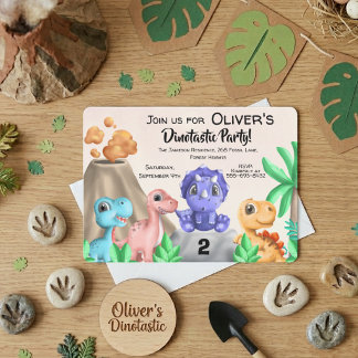 Adorable Baby Dinosaurier zum Geburtstag Einladung