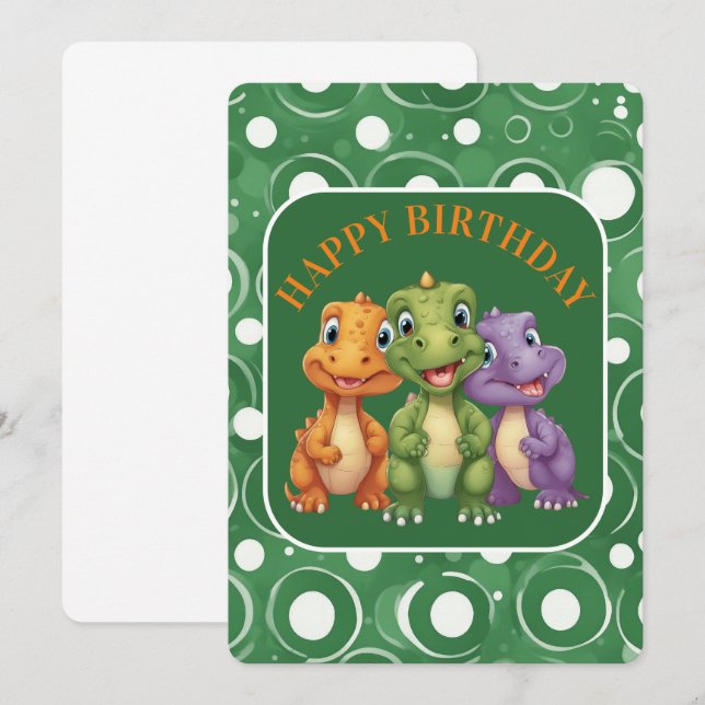 Adorable Baby Dinosaurier's Party Karte (Vorne/Hinten)