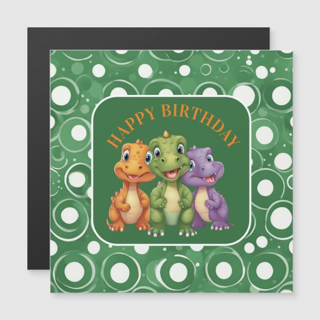 Adorable Baby Dinosaurier's Party Magnetkarte (Vorne/Hinten)