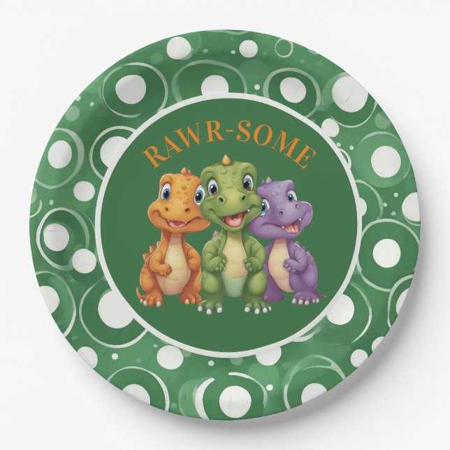Adorable Baby Dinosaurier's Party Pappteller (Vorderseite)