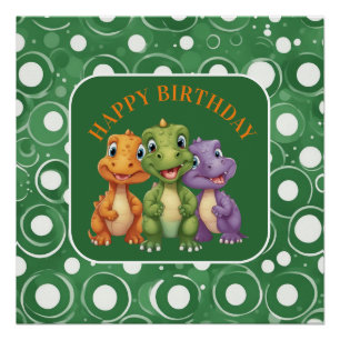 Adorable Baby Dinosaurier's Party Poster