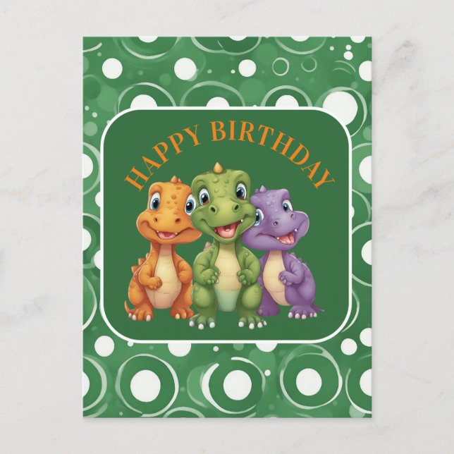 Adorable Baby Dinosaurier's Party Postkarte (Vorderseite)
