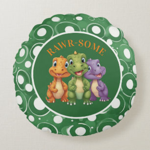 Adorable Baby Dinosaurier's Party Rundes Kissen