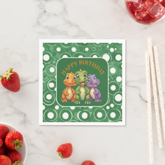 Adorable Baby Dinosaurier's Party Serviette