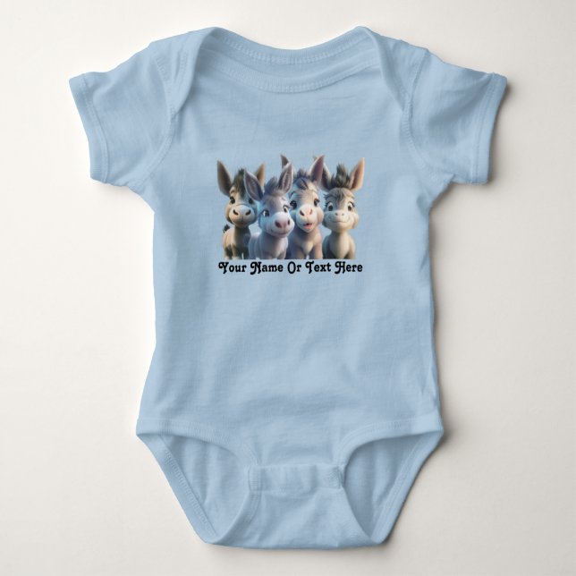 Adorable Baby Donkey Farm Tiere Personalisiert Baby Strampler (Vorderseite)