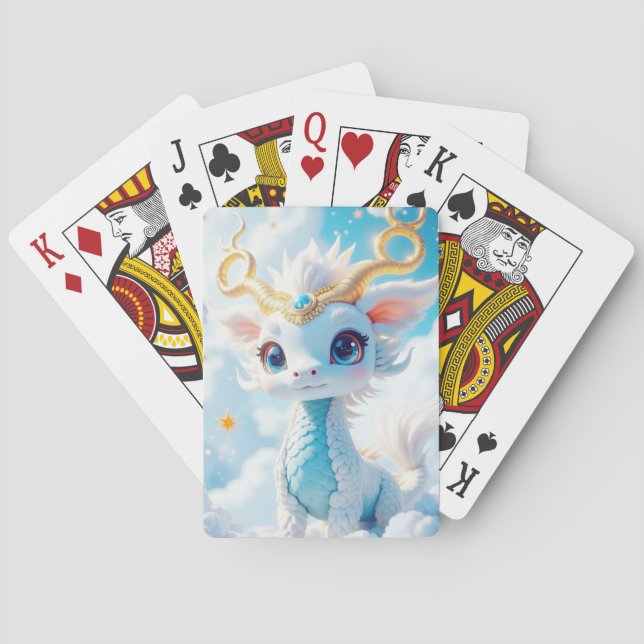 Adorable Baby Dragon in den Wolken Spielkarten (Rückseite)