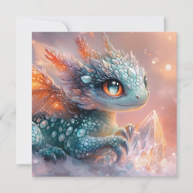 Adorable Baby Dragon mit Kristallgedicht (Vorderseite)