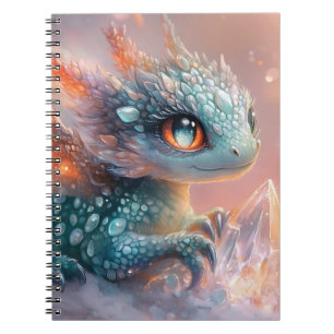 Adorable Baby Dragon mit Kristallgedicht Notizblock