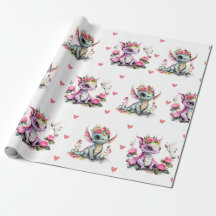 Adorable Baby Dragons & Hearts auf weißem Valentin