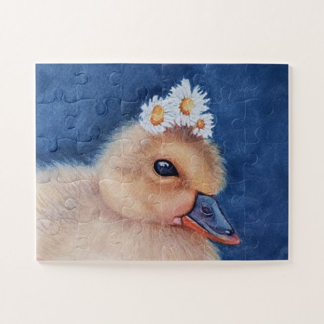 Adorable Baby Duck mit White Daisies Puzzle (Horizontal)